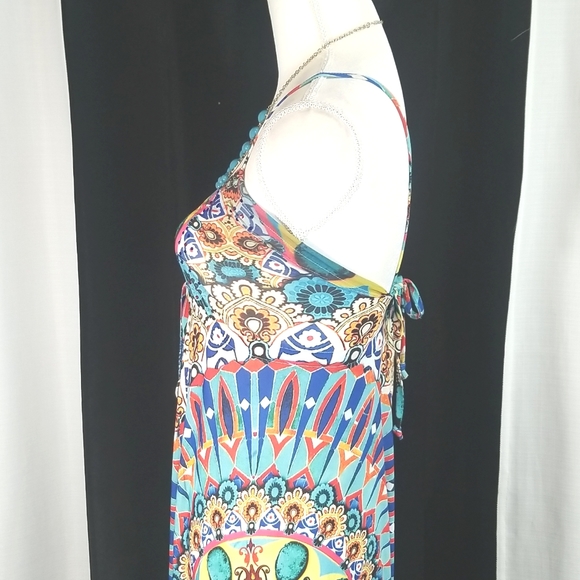 Venus Sleeveless Multicolor pattern Summer High Low Dress. XS - Picture 4 of 12